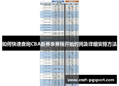 如何快速查询CBA新赛季赛程开始时间及详细安排方法